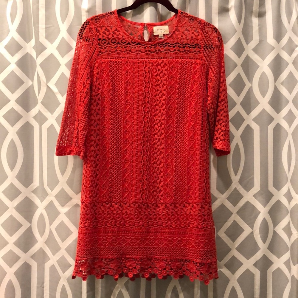 Everly lace burnt orange mini dress size S sleeves